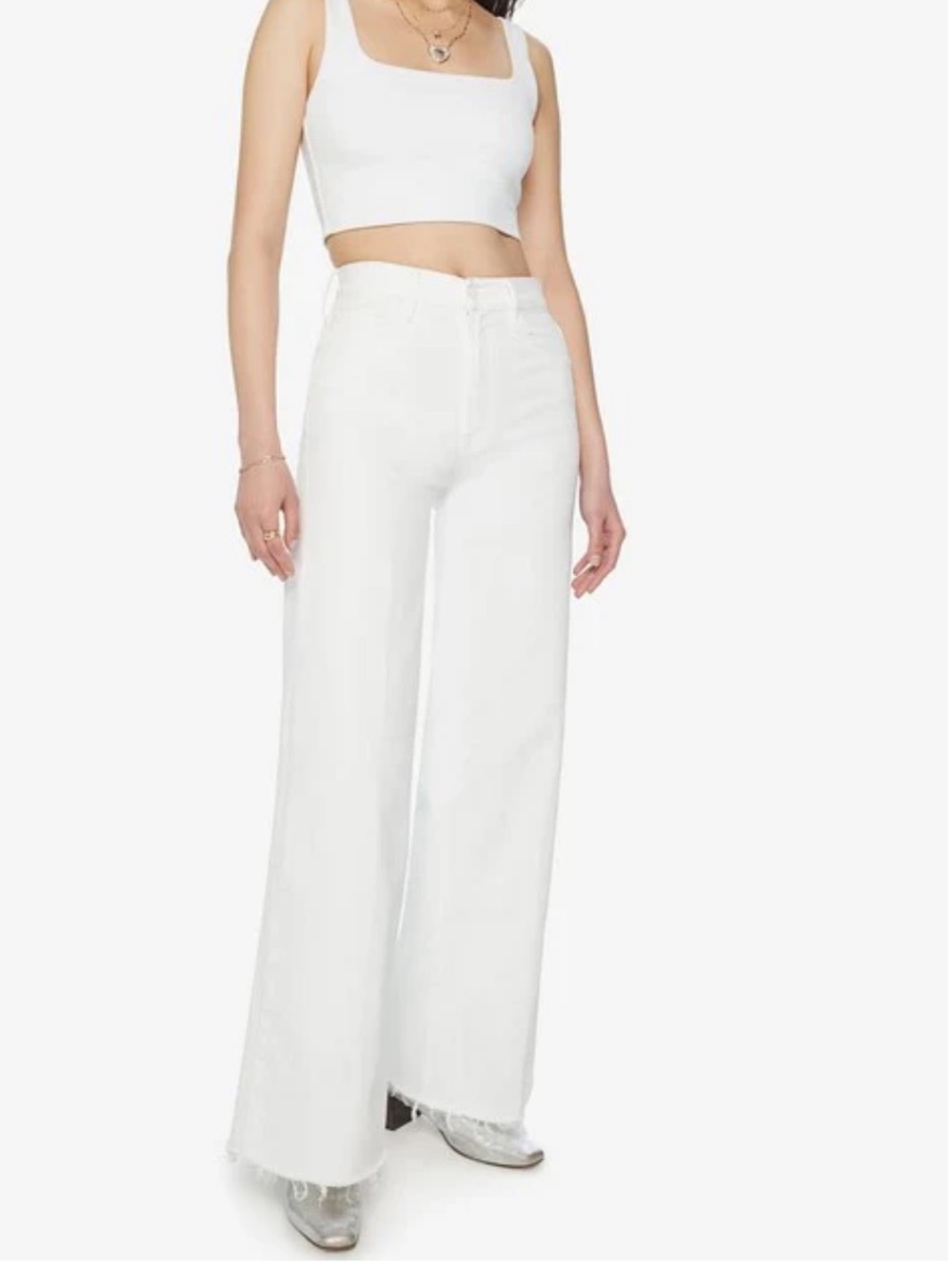MOTHER White Wide-Leg Jeans